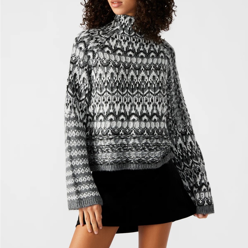 Steve Madden women's S Indie fair isle boxy sweater western boho academia